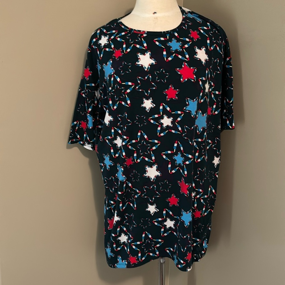 LuLaRoe Red White Blue Star Print Tee Size XSmall